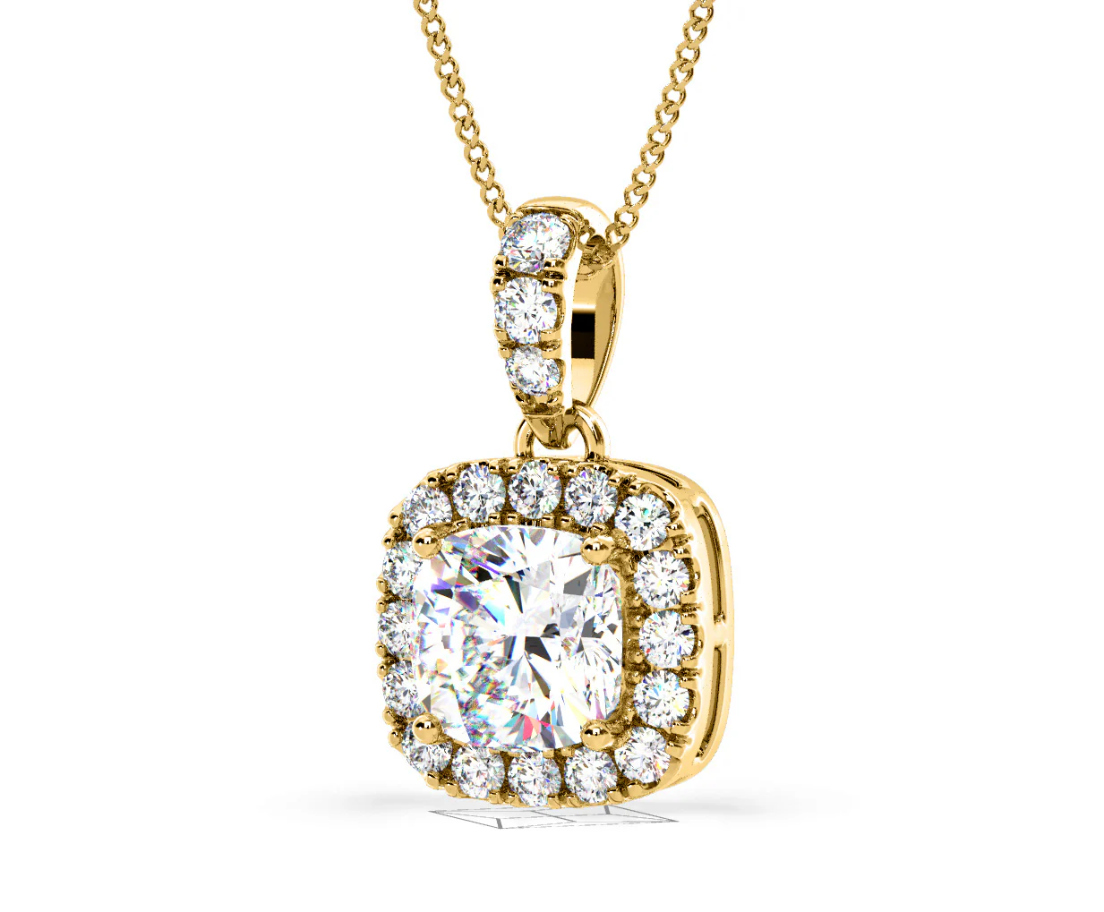 Beatrice Cushion Cut Lab Diamond Pendant Necklace 0.70ct in 18K Yellow Gold F/VS1 - Image 13