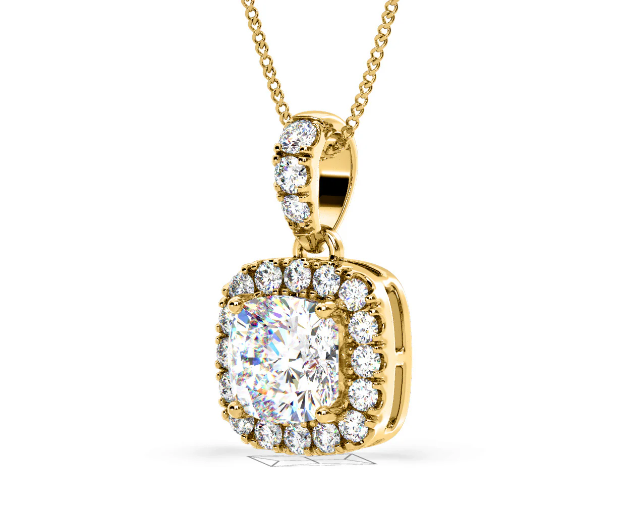 Beatrice Cushion Cut Lab Diamond Pendant Necklace 0.70ct in 18K Yellow Gold F/VS1 - Image 15