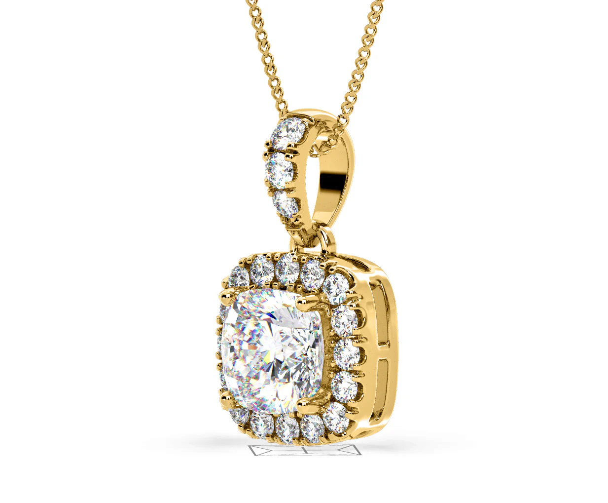 Beatrice Cushion Cut Lab Diamond Pendant Necklace 0.70ct in 18K Yellow Gold F/VS1 - Image 17