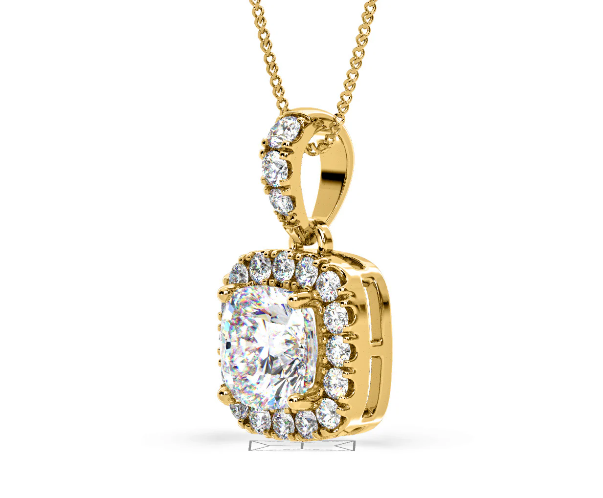 Beatrice Cushion Cut Lab Diamond Pendant Necklace 0.70ct in 18K Yellow Gold F/VS1 - Image 18
