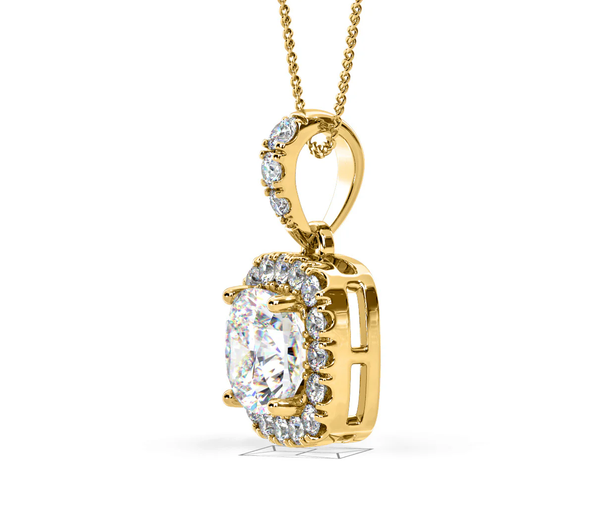 Beatrice Cushion Cut Lab Diamond Pendant Necklace 0.70ct in 18K Yellow Gold F/VS1 - Image 22