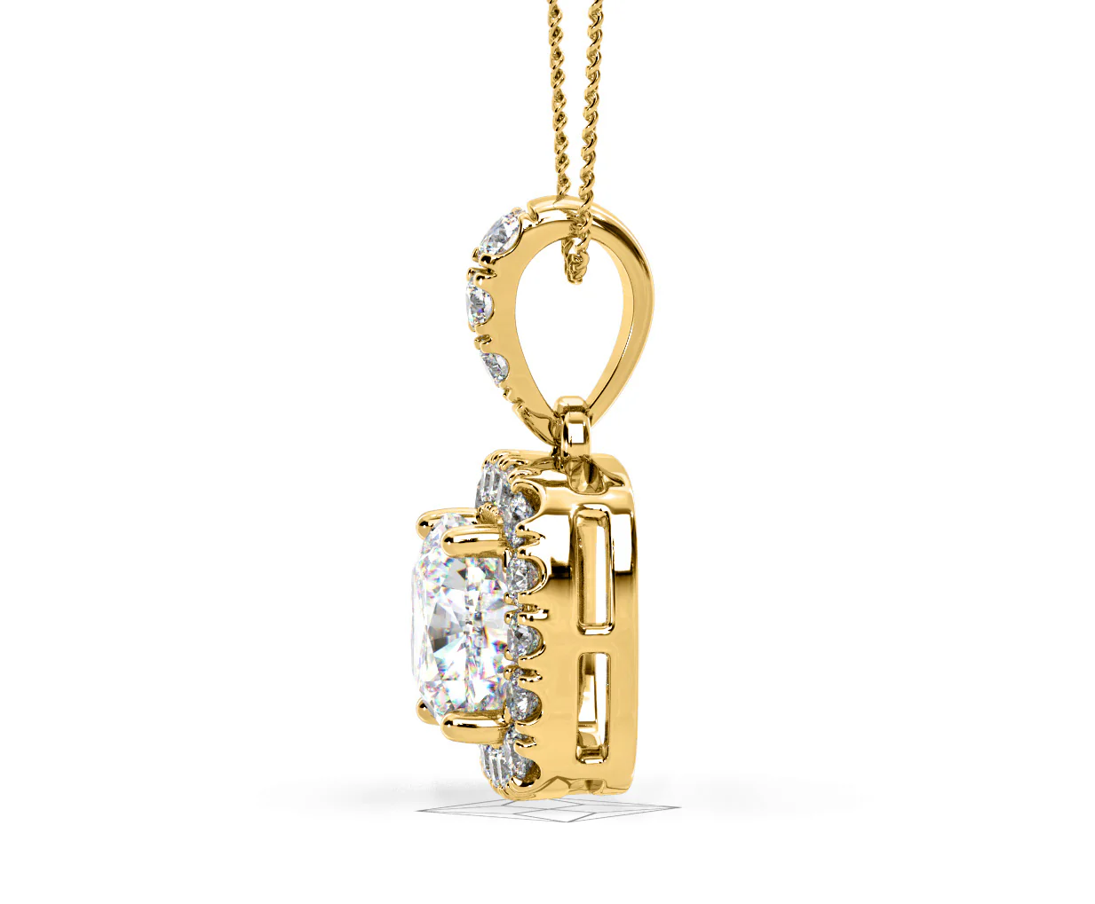 Beatrice Cushion Cut Lab Diamond Pendant Necklace 0.70ct in 18K Yellow Gold F/VS1 - Image 26