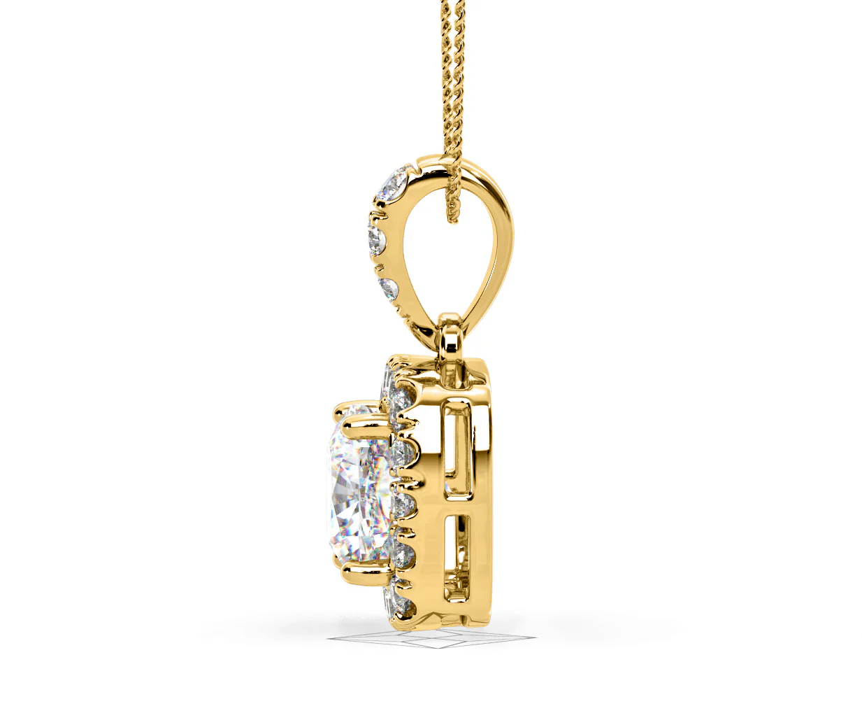 Beatrice Cushion Cut Lab Diamond Pendant Necklace 0.70ct in 18K Yellow Gold F/VS1 - Image 27