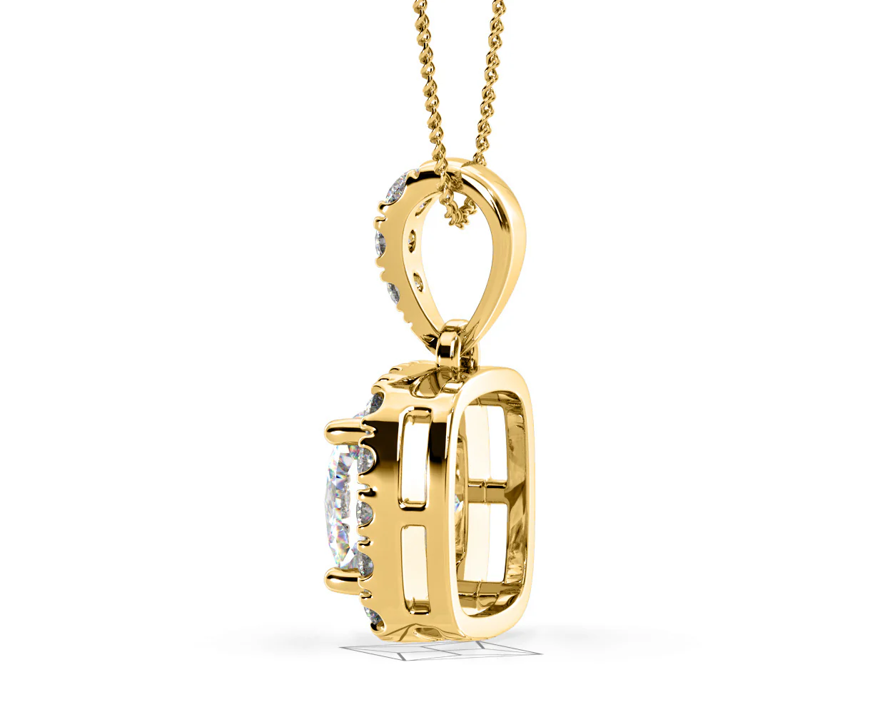 Beatrice Cushion Cut Lab Diamond Pendant Necklace 0.70ct in 18K Yellow Gold F/VS1 - Image 32