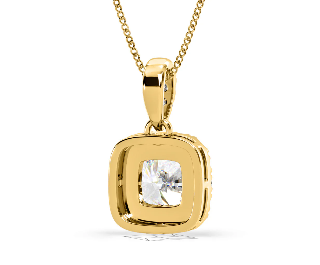 Beatrice Cushion Cut Lab Diamond Pendant Necklace 0.70ct in 18K Yellow Gold F/VS1 - Image 51