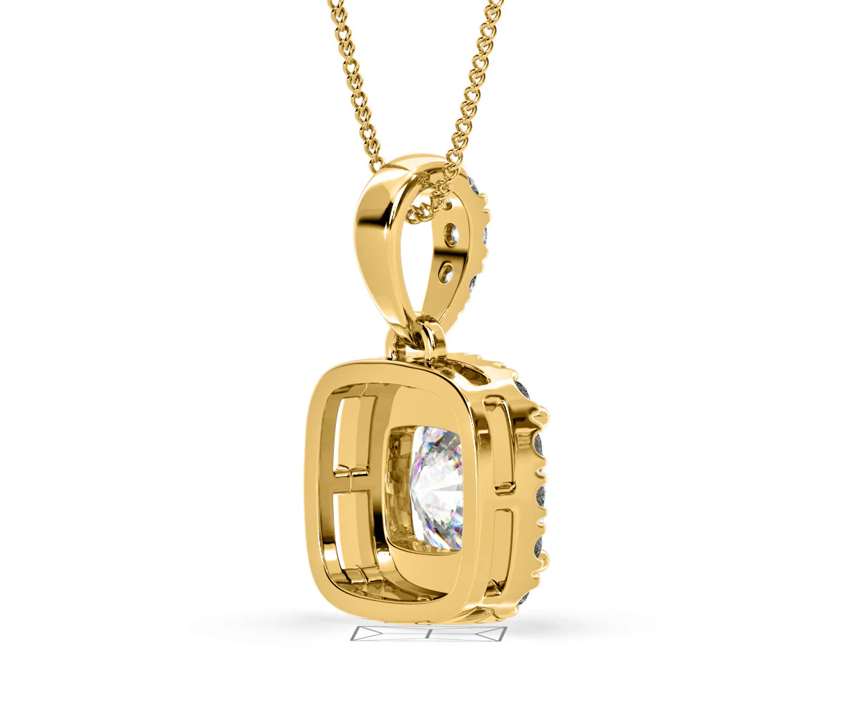 Beatrice Cushion Cut Lab Diamond Pendant Necklace 0.70ct in 18K Yellow Gold F/VS1 - Image 58