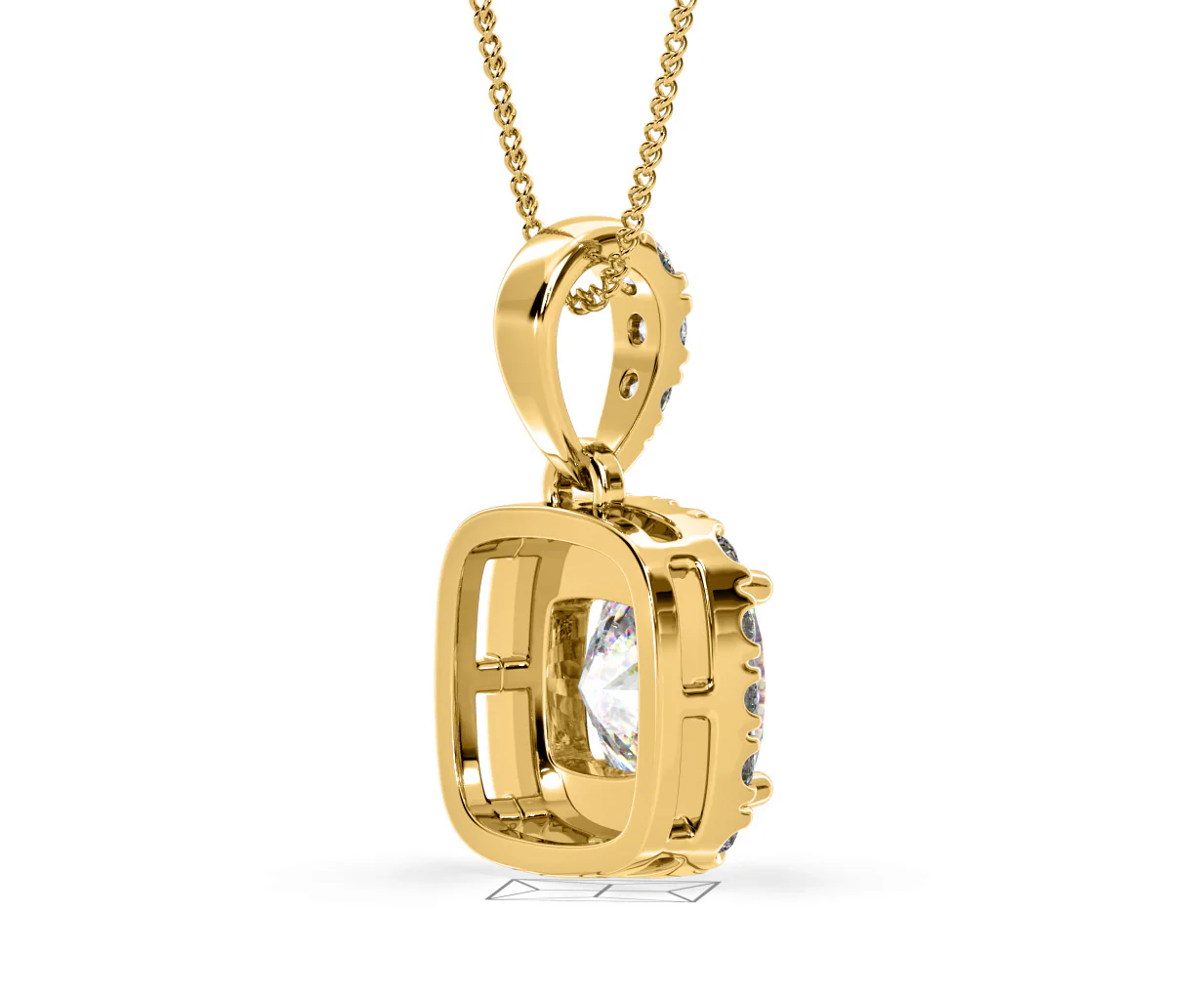 Beatrice Cushion Cut Lab Diamond Pendant Necklace 0.70ct in 18K Yellow Gold F/VS1 - Image 59