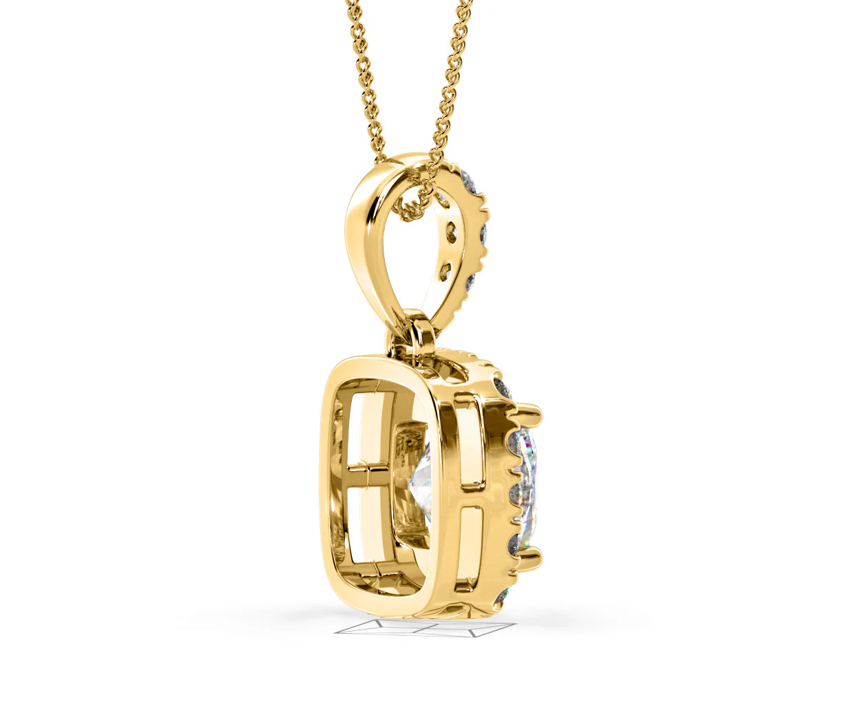 Beatrice Cushion Cut Lab Diamond Pendant Necklace 0.70ct in 18K Yellow Gold F/VS1 - Image 61