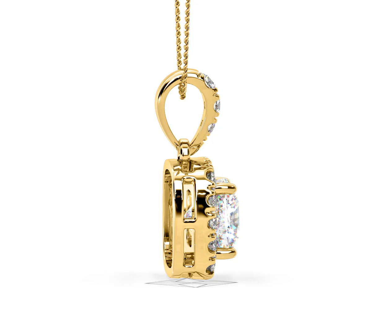 Beatrice Cushion Cut Lab Diamond Pendant Necklace 0.70ct in 18K Yellow Gold F/VS1 - Image 66