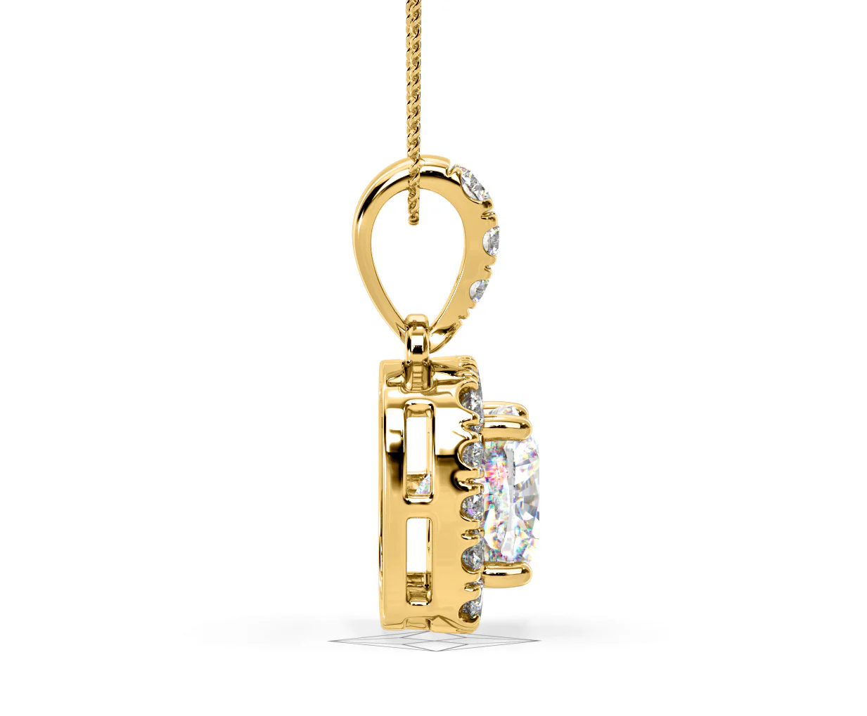 Beatrice Cushion Cut Lab Diamond Pendant Necklace 0.70ct in 18K Yellow Gold F/VS1 - Image 67