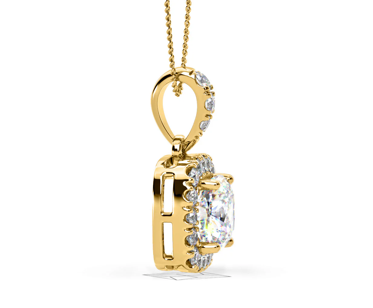 Beatrice Cushion Cut Lab Diamond Pendant Necklace 0.70ct in 18K Yellow Gold F/VS1 - Image 70