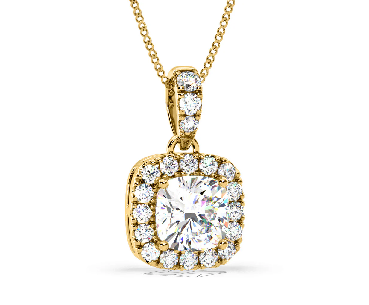 Beatrice Cushion Cut Lab Diamond Pendant Necklace 0.70ct in 18K Yellow Gold F/VS1 - Image 84