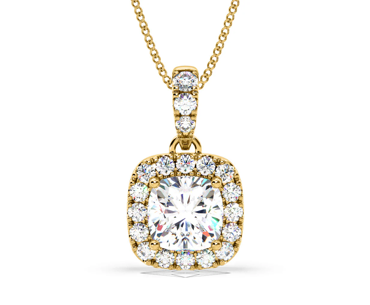 Beatrice Cushion Cut Lab Diamond Pendant Necklace 0.70ct in 18K Yellow Gold F/VS1 - Image 87