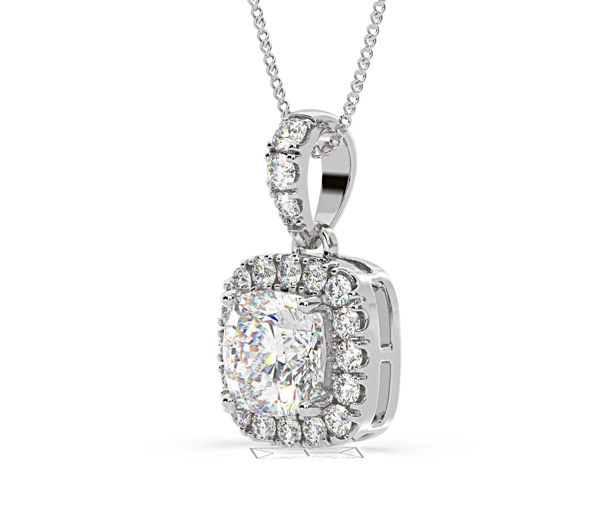 Beatrice Cushion Cut Lab Diamond Pendant Necklace 1.38ct in 18K White Gold F/VS1 - Image 17