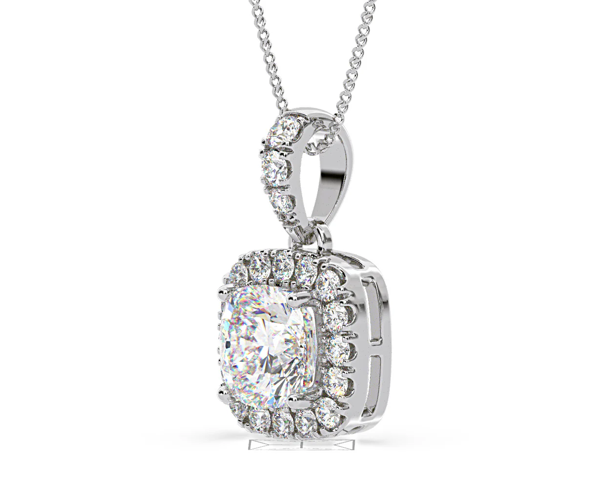 Beatrice Cushion Cut Lab Diamond Pendant Necklace 1.38ct in 18K White Gold F/VS1 - Image 18