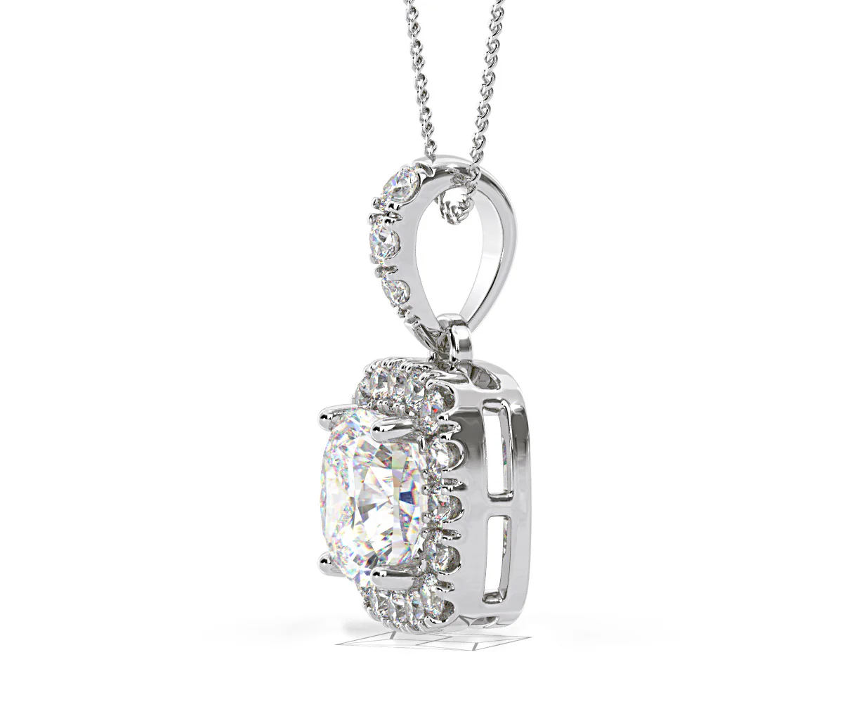Beatrice Cushion Cut Lab Diamond Pendant Necklace 1.38ct in 18K White Gold F/VS1 - Image 23