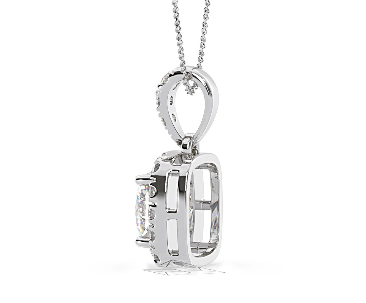 Beatrice Cushion Cut Lab Diamond Pendant Necklace 1.38ct in 18K White Gold F/VS1 - Image 32