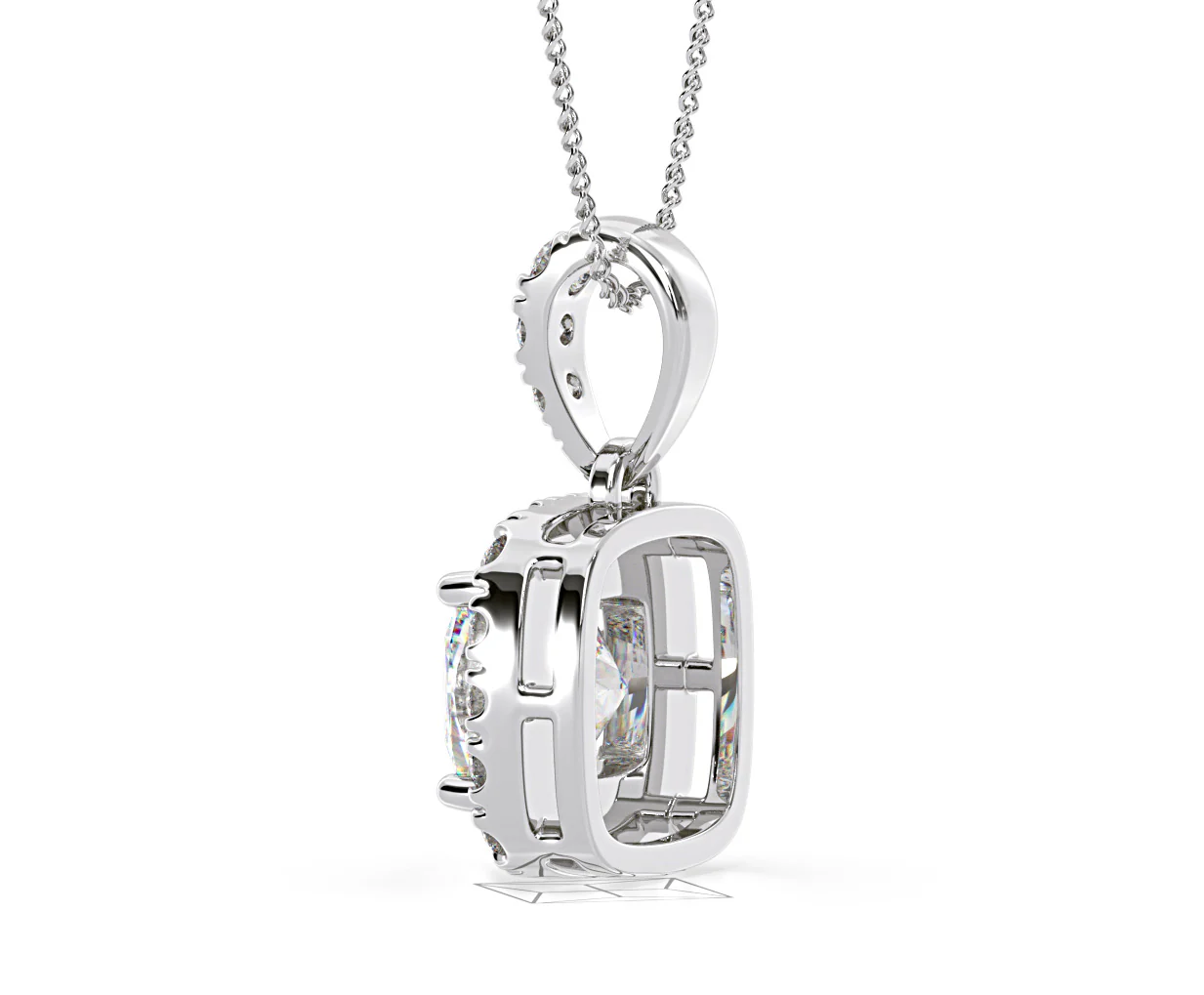 Beatrice Cushion Cut Lab Diamond Pendant Necklace 1.38ct in 18K White Gold F/VS1 - Image 34