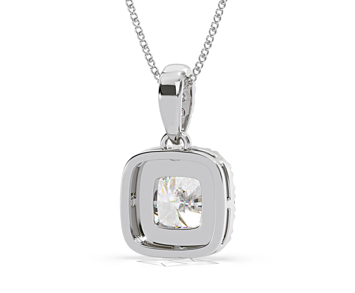 Beatrice Cushion Cut Lab Diamond Pendant Necklace 1.38ct in 18K White Gold F/VS1 - Image 51