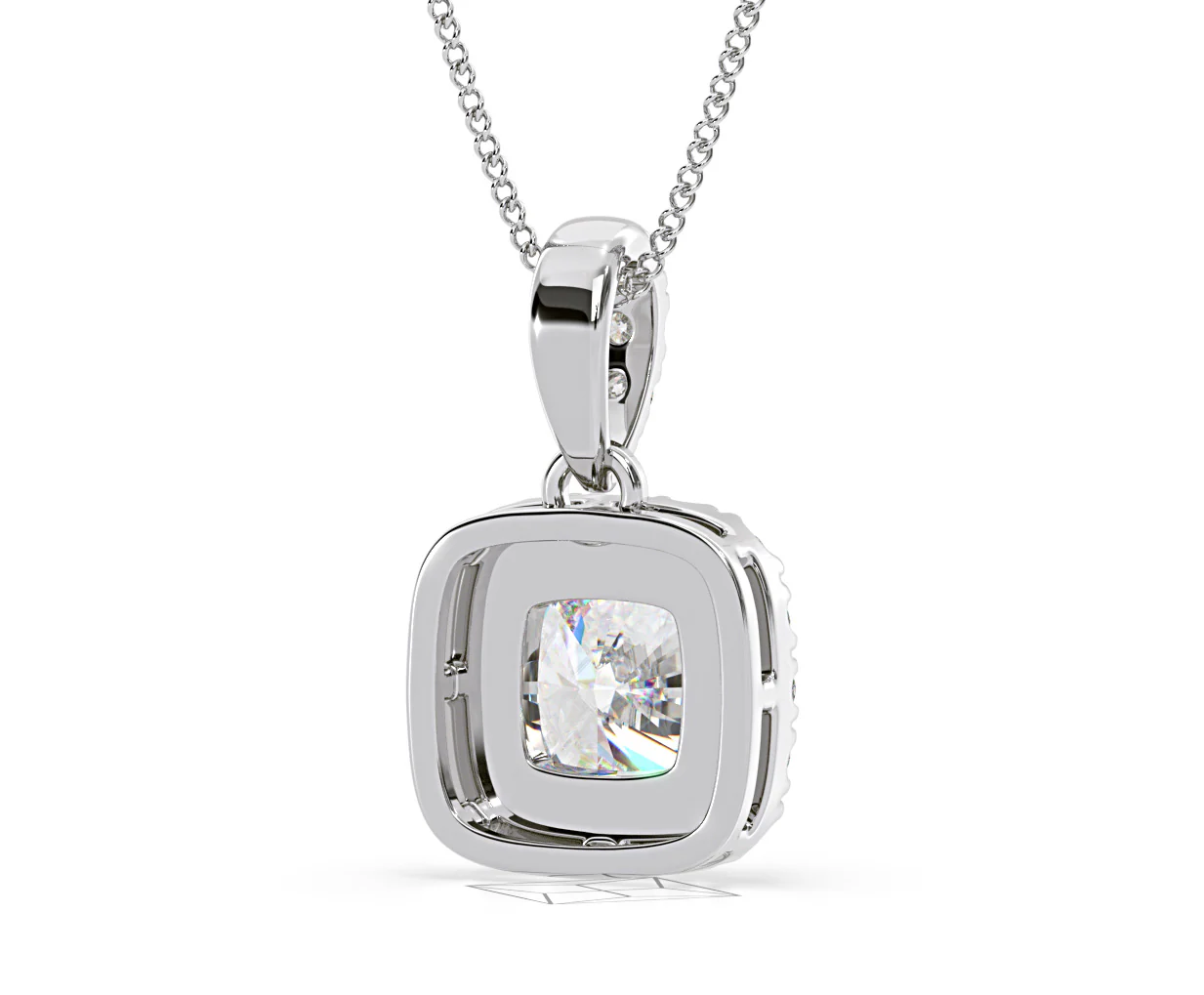 Beatrice Cushion Cut Lab Diamond Pendant Necklace 1.38ct in 18K White Gold F/VS1 - Image 52