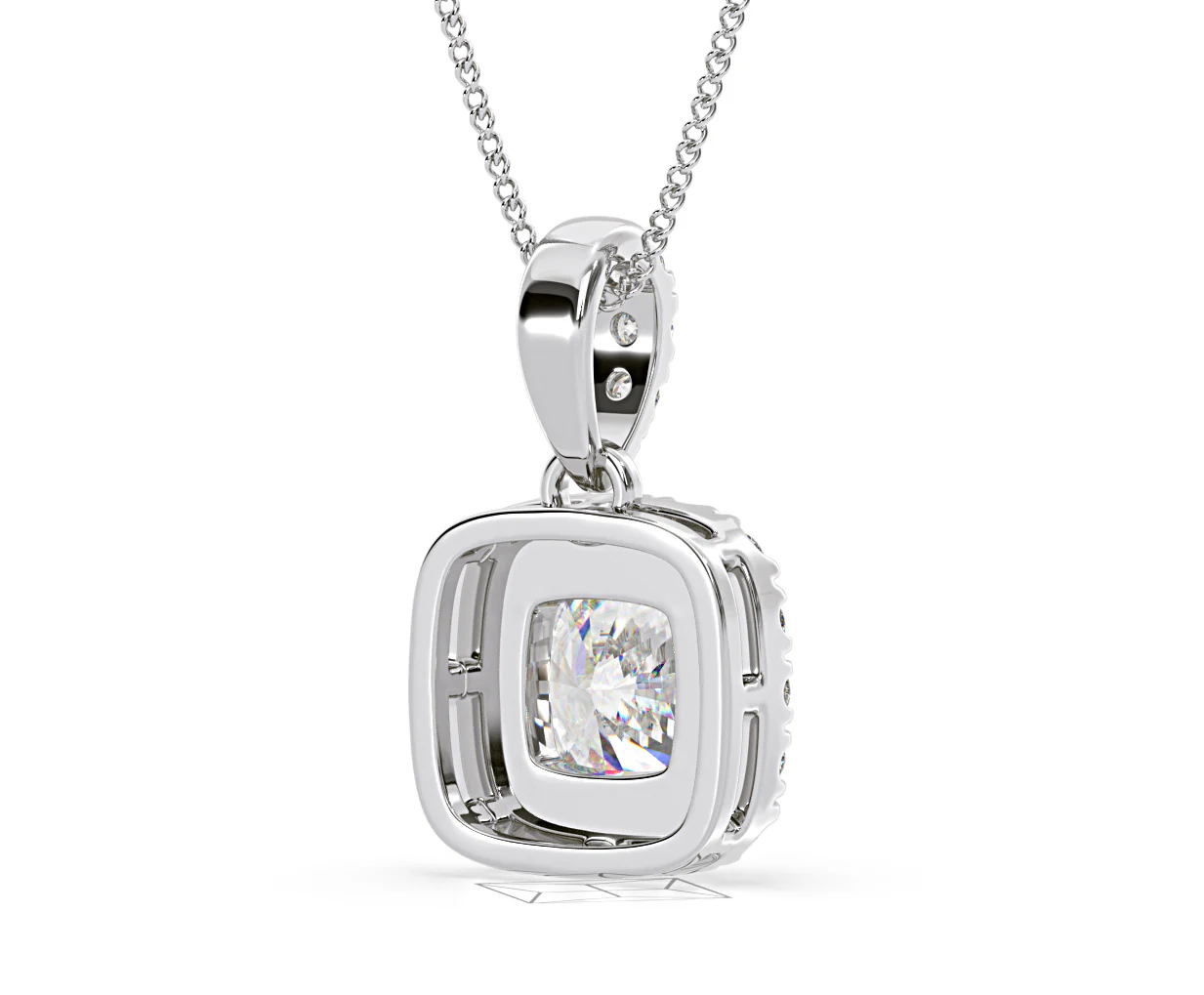 Beatrice Cushion Cut Lab Diamond Pendant Necklace 1.38ct in 18K White Gold F/VS1 - Image 54