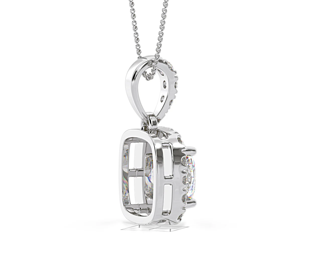 Beatrice Cushion Cut Lab Diamond Pendant Necklace 1.38ct in 18K White Gold F/VS1 - Image 62