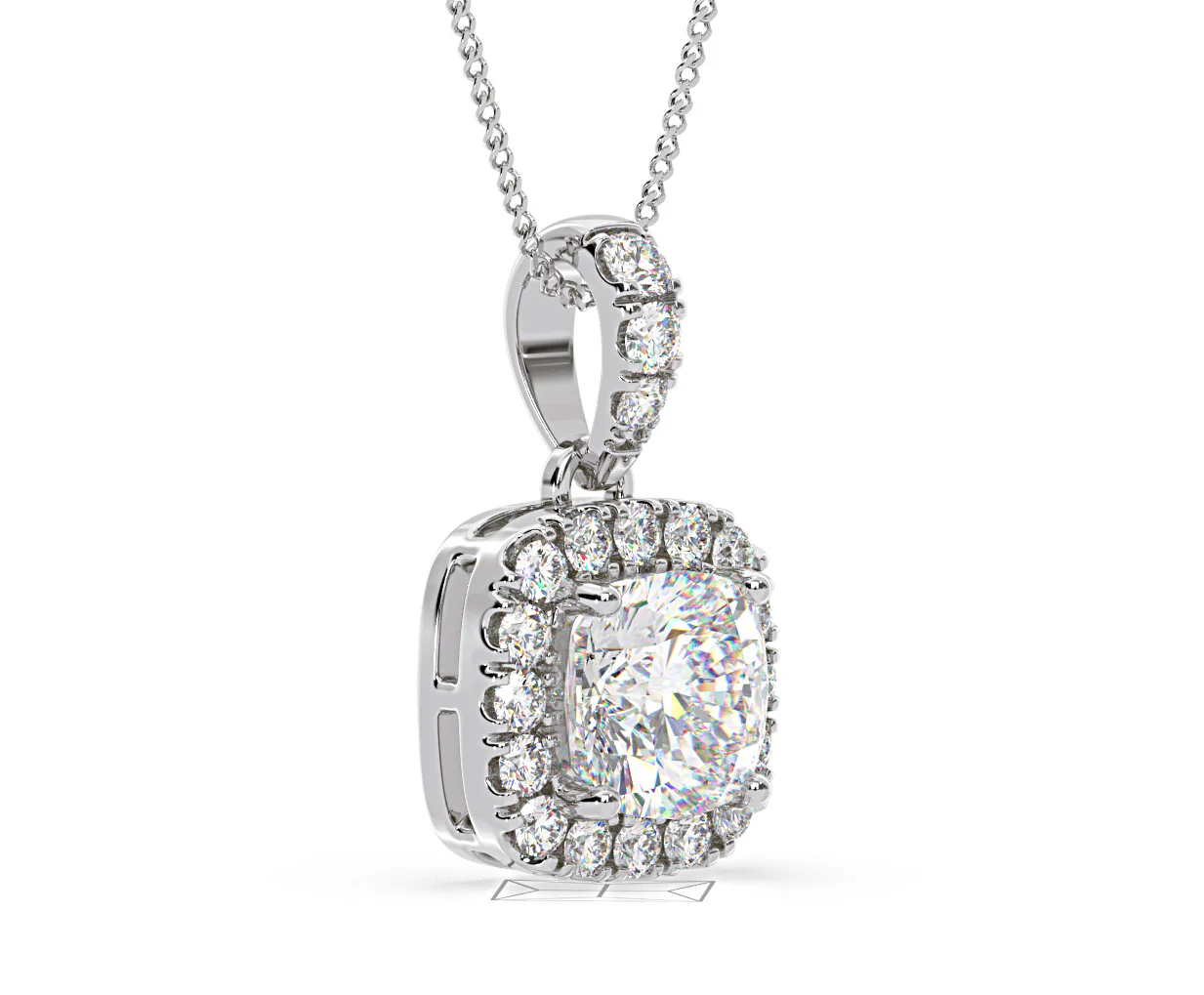 Beatrice Cushion Cut Lab Diamond Pendant Necklace 1.38ct in 18K White Gold F/VS1 - Image 78