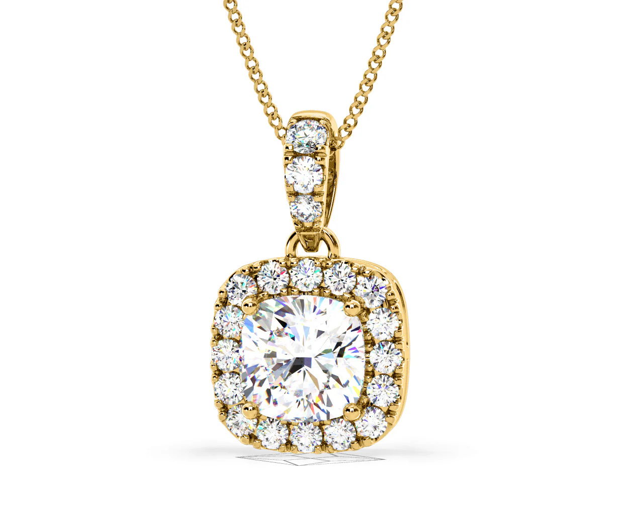 Beatrice Cushion Cut Lab Diamond Pendant Necklace 1.38ct in 18K Yellow Gold F/VS1 - Image 10