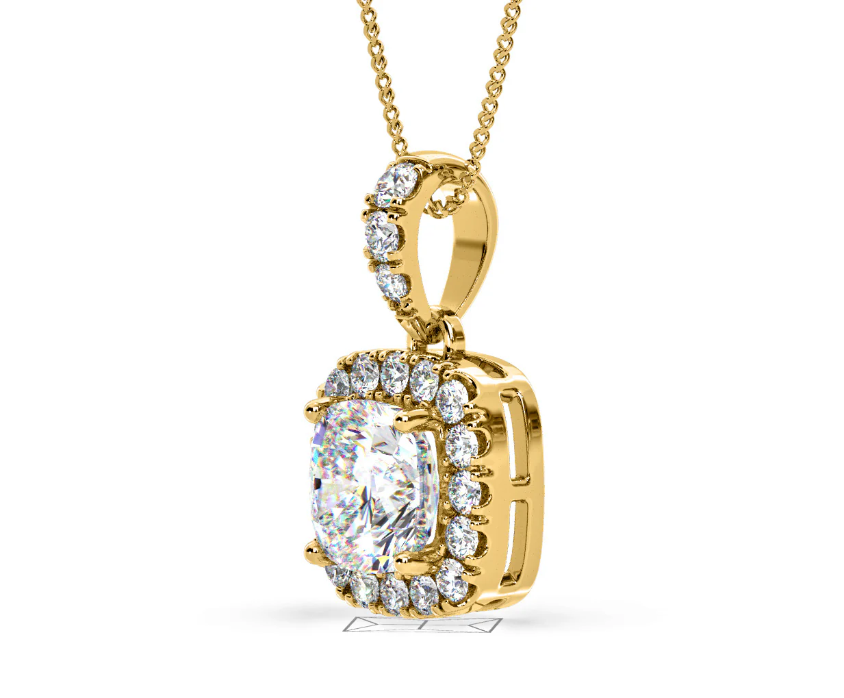 Beatrice Cushion Cut Lab Diamond Pendant Necklace 1.38ct in 18K Yellow Gold F/VS1 - Image 19