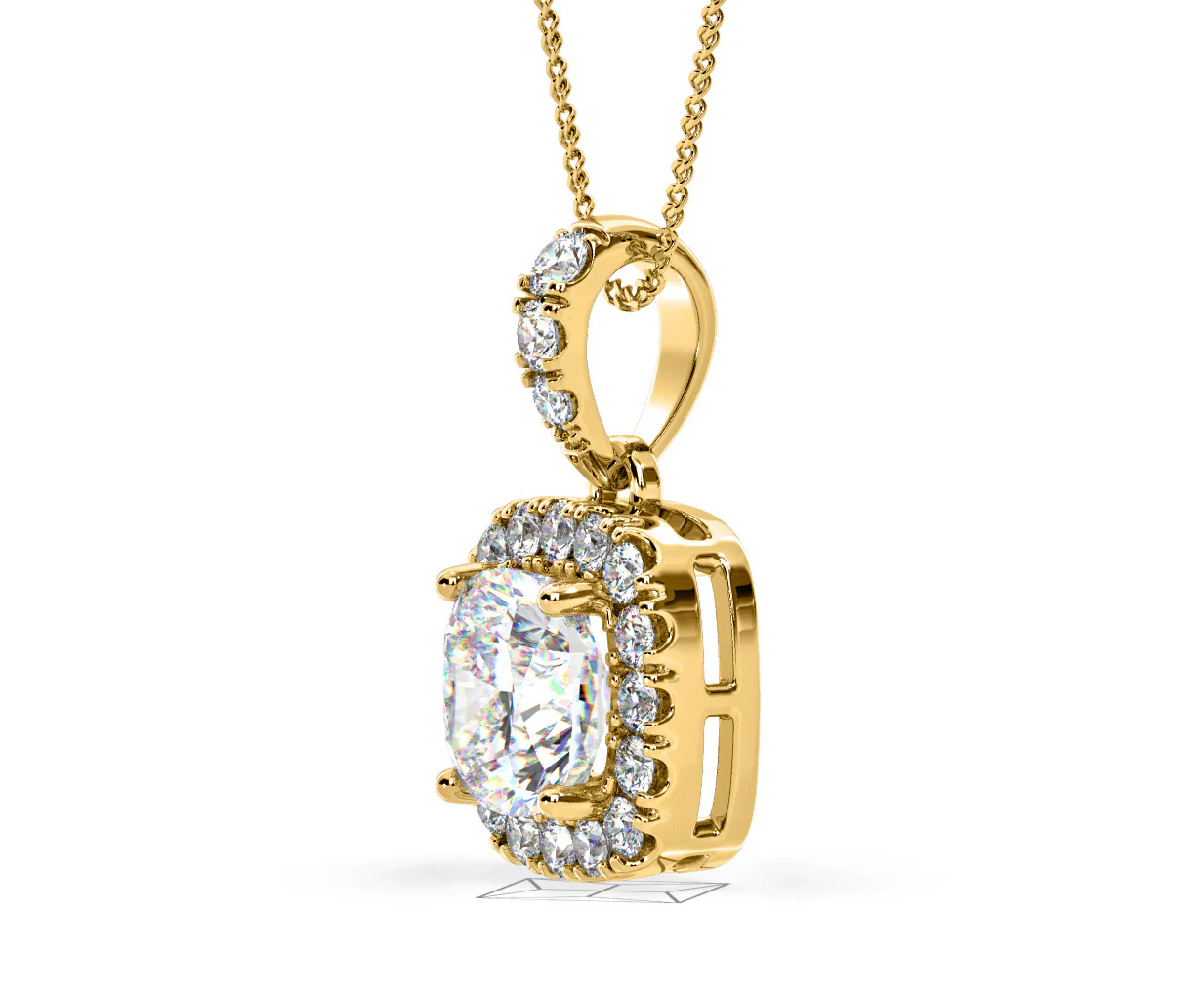 Beatrice Cushion Cut Lab Diamond Pendant Necklace 1.38ct in 18K Yellow Gold F/VS1 - Image 21
