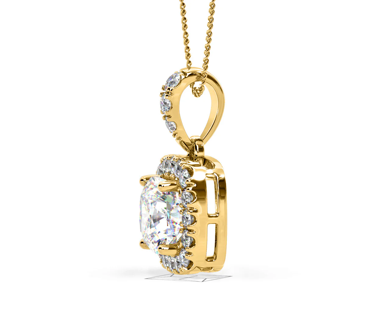 Beatrice Cushion Cut Lab Diamond Pendant Necklace 1.38ct in 18K Yellow Gold F/VS1 - Image 24