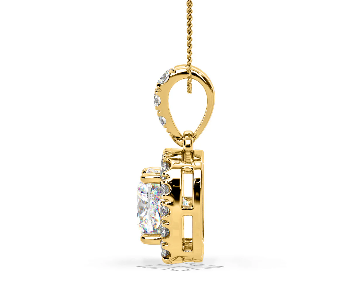 Beatrice Cushion Cut Lab Diamond Pendant Necklace 1.38ct in 18K Yellow Gold F/VS1 - Image 28