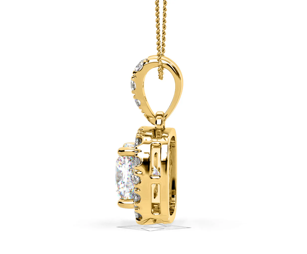 Beatrice Cushion Cut Lab Diamond Pendant Necklace 1.38ct in 18K Yellow Gold F/VS1 - Image 29