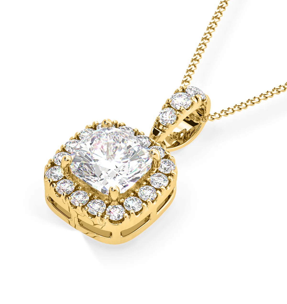 Beatrice Cushion Cut Lab Diamond Pendant Necklace 1.38ct in 18K Yellow Gold F/VS1 - Image 3