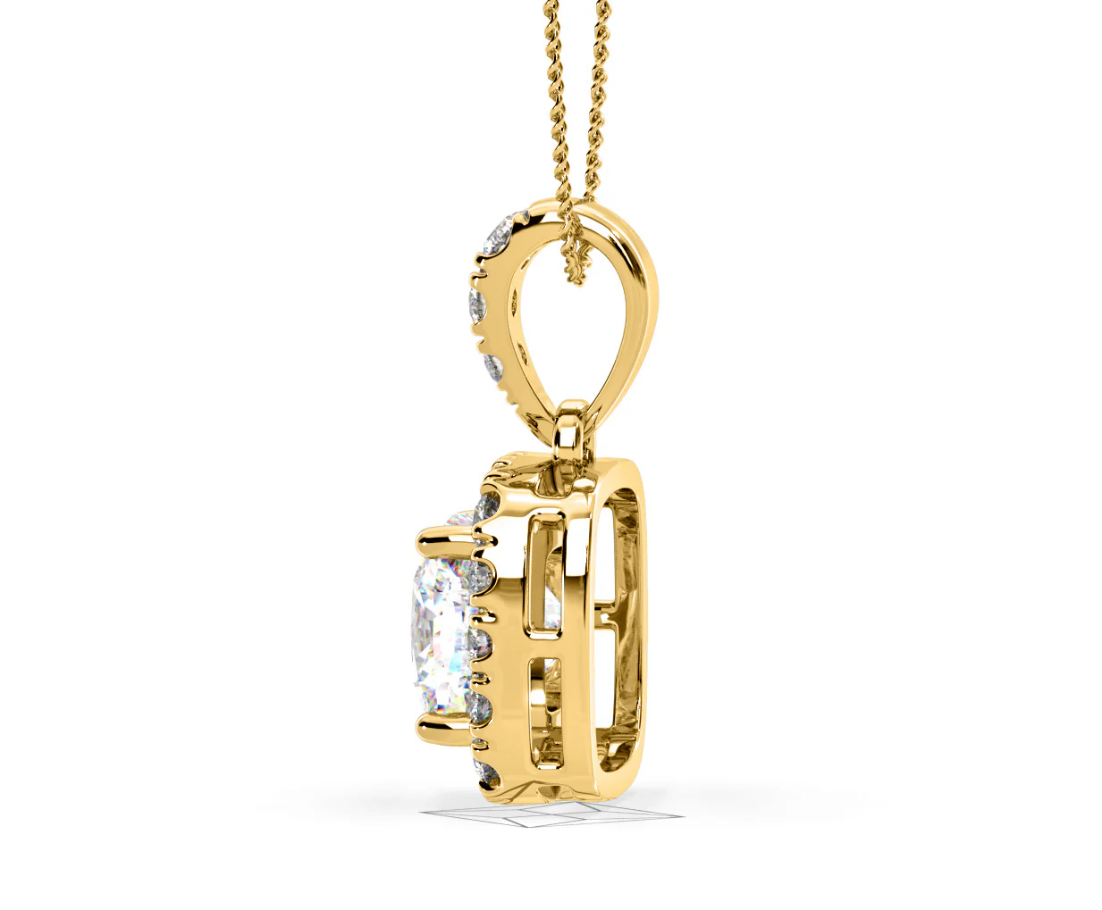 Beatrice Cushion Cut Lab Diamond Pendant Necklace 1.38ct in 18K Yellow Gold F/VS1 - Image 30
