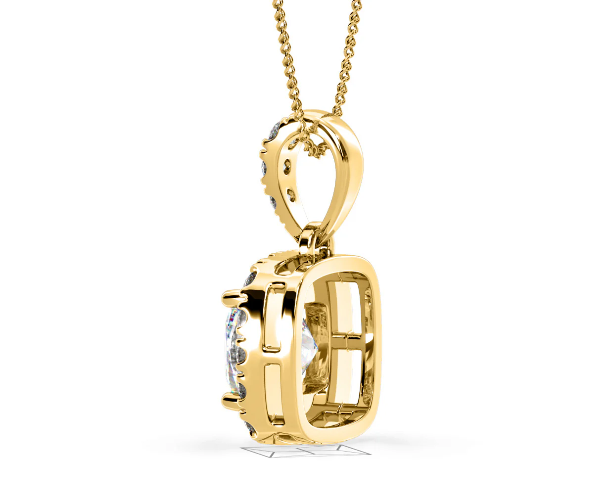 Beatrice Cushion Cut Lab Diamond Pendant Necklace 1.38ct in 18K Yellow Gold F/VS1 - Image 34