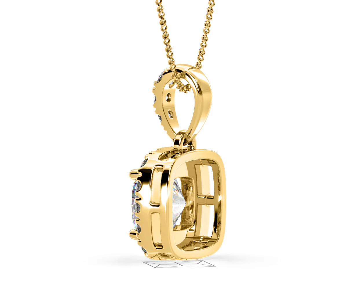 Beatrice Cushion Cut Lab Diamond Pendant Necklace 1.38ct in 18K Yellow Gold F/VS1 - Image 35