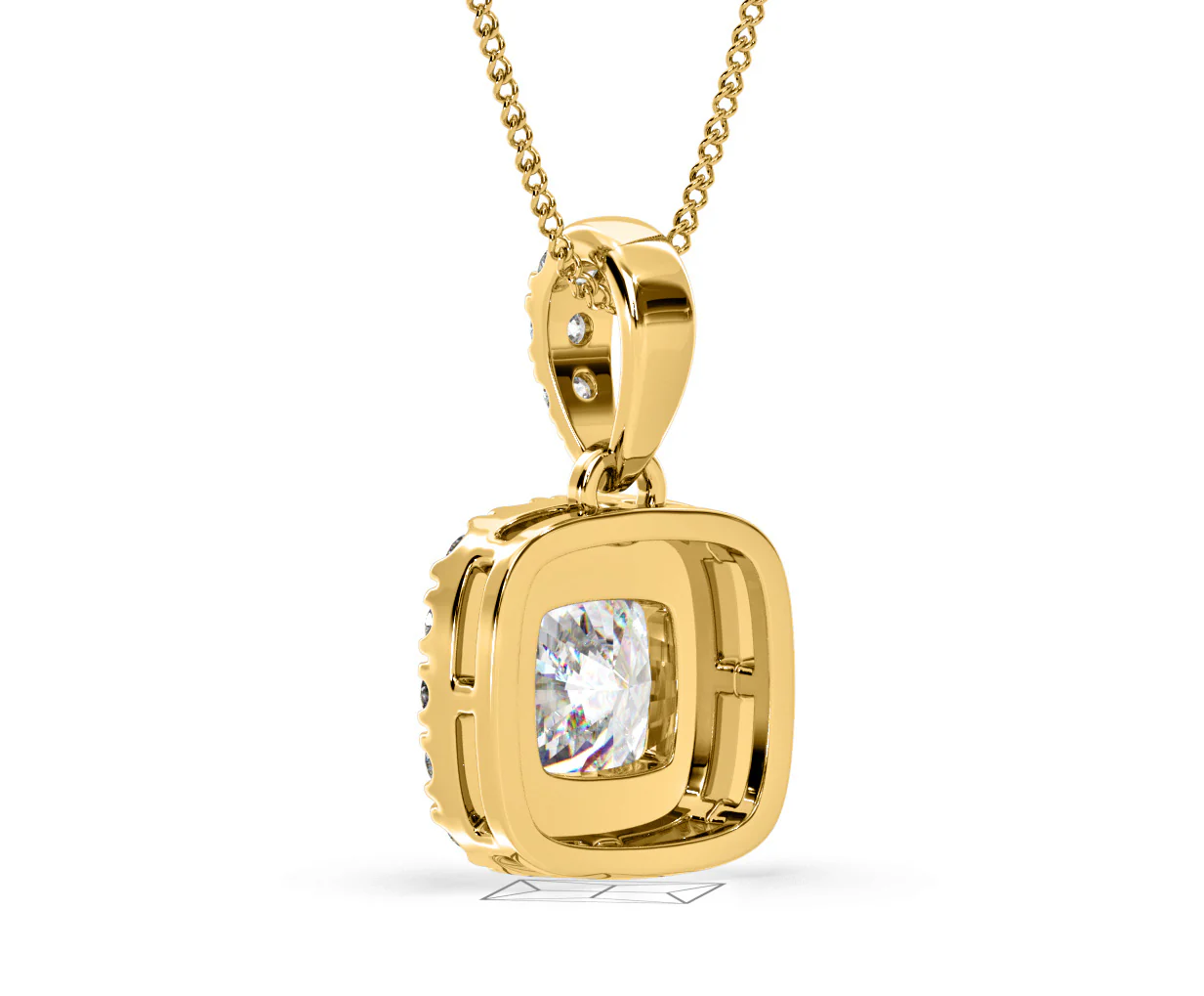 Beatrice Cushion Cut Lab Diamond Pendant Necklace 1.38ct in 18K Yellow Gold F/VS1 - Image 40