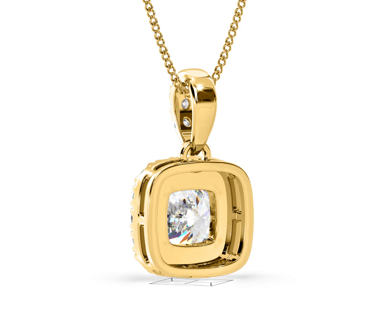 Beatrice Cushion Cut Lab Diamond Pendant Necklace 1.38ct in 18K Yellow Gold F/VS1 - Image 42