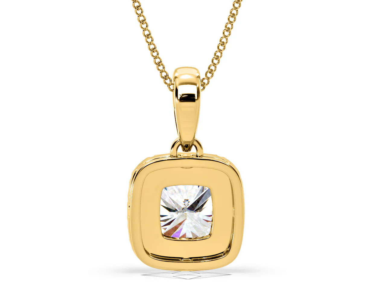 Beatrice Cushion Cut Lab Diamond Pendant Necklace 1.38ct in 18K Yellow Gold F/VS1 - Image 47