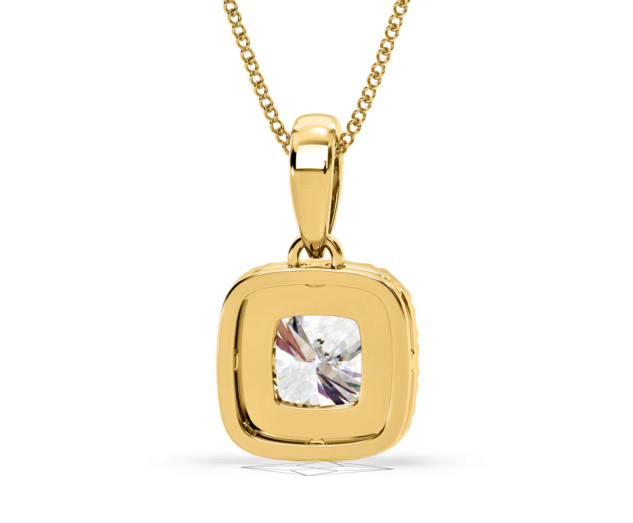 Beatrice Cushion Cut Lab Diamond Pendant Necklace 1.38ct in 18K Yellow Gold F/VS1 - Image 49