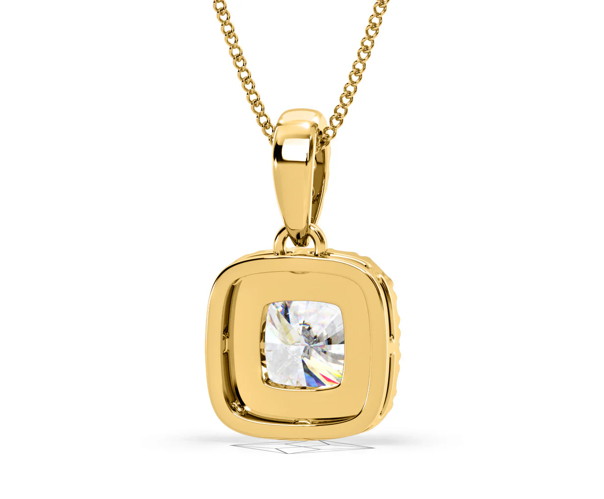 Beatrice Cushion Cut Lab Diamond Pendant Necklace 1.38ct in 18K Yellow Gold F/VS1 - Image 50