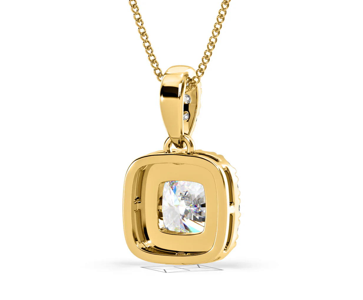 Beatrice Cushion Cut Lab Diamond Pendant Necklace 1.38ct in 18K Yellow Gold F/VS1 - Image 52