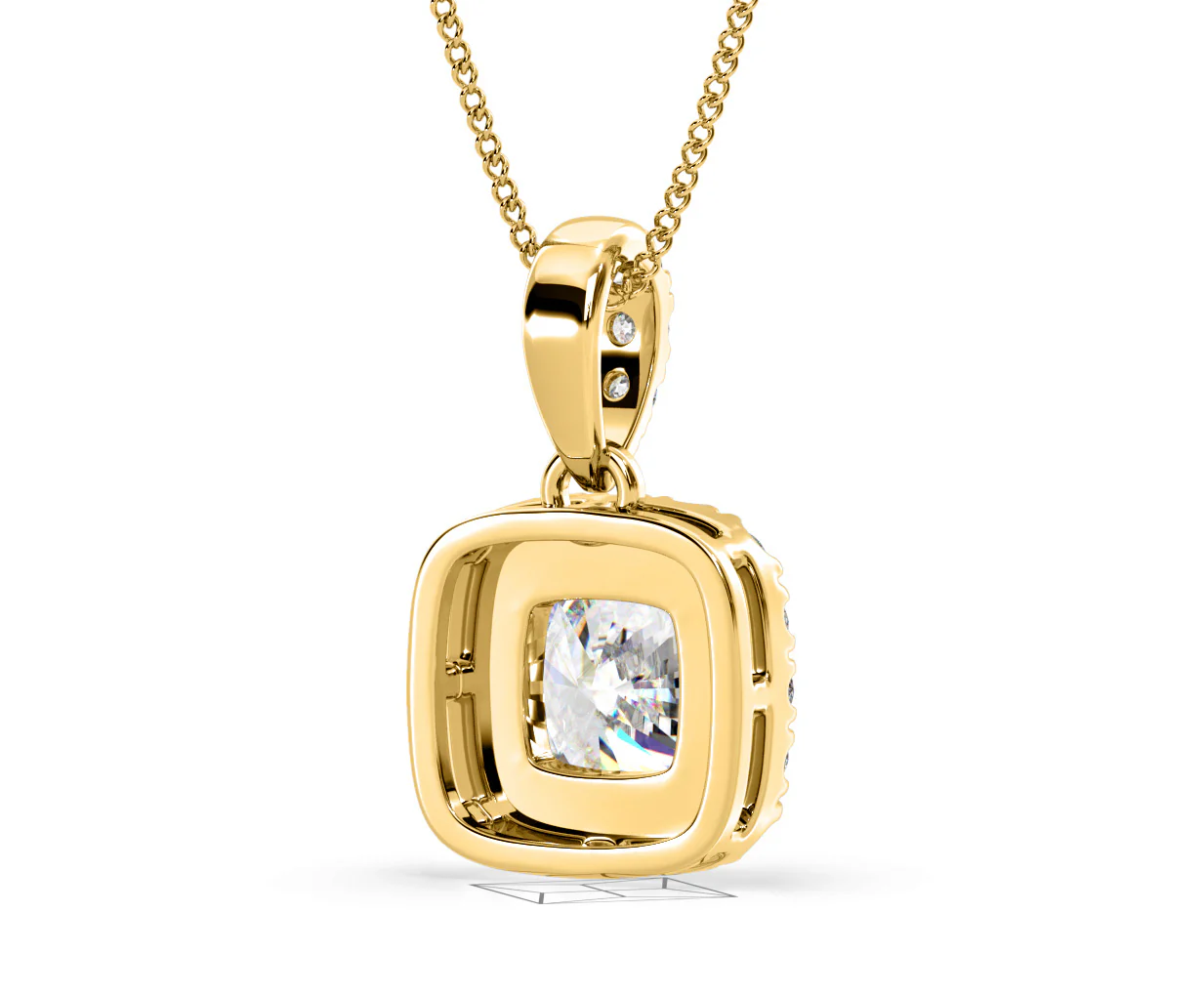 Beatrice Cushion Cut Lab Diamond Pendant Necklace 1.38ct in 18K Yellow Gold F/VS1 - Image 53