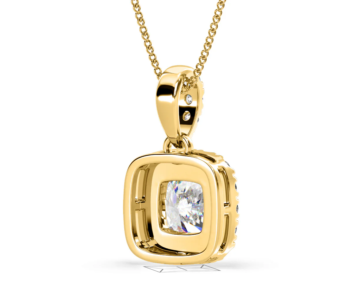 Beatrice Cushion Cut Lab Diamond Pendant Necklace 1.38ct in 18K Yellow Gold F/VS1 - Image 54