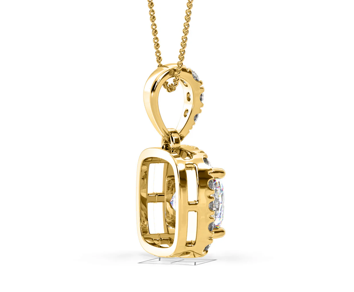 Beatrice Cushion Cut Lab Diamond Pendant Necklace 1.38ct in 18K Yellow Gold F/VS1 - Image 62