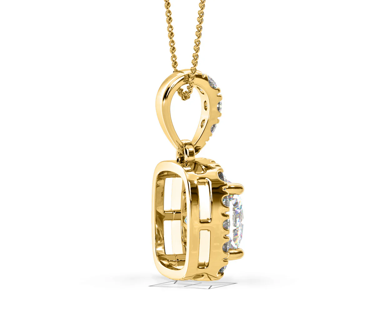 Beatrice Cushion Cut Lab Diamond Pendant Necklace 1.38ct in 18K Yellow Gold F/VS1 - Image 63