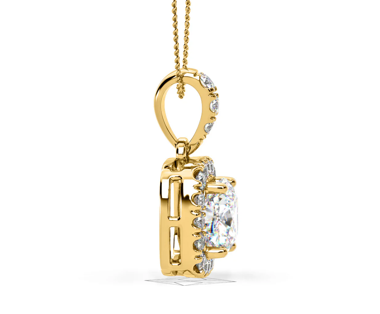 Beatrice Cushion Cut Lab Diamond Pendant Necklace 1.38ct in 18K Yellow Gold F/VS1 - Image 69