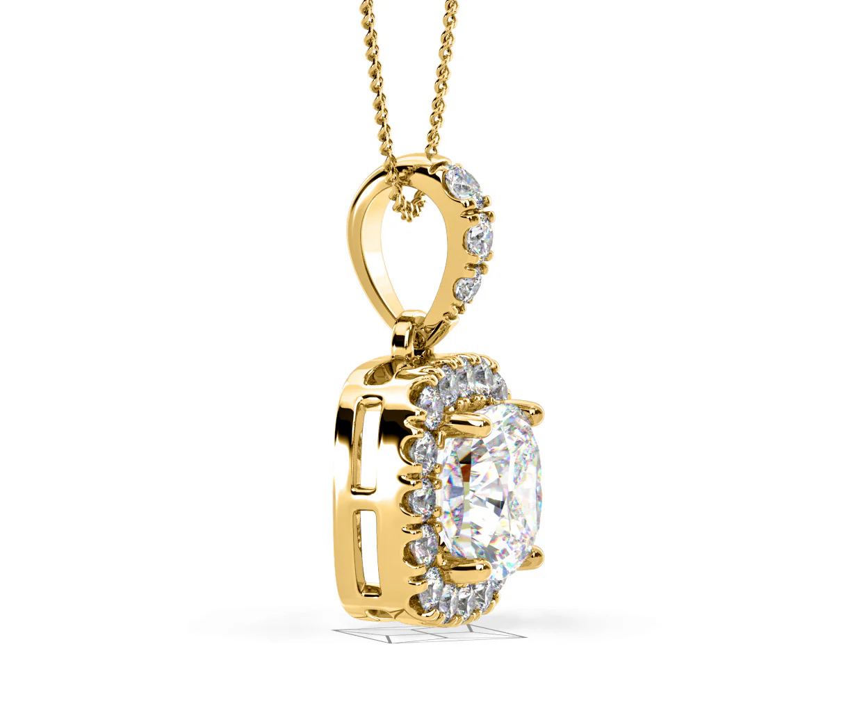 Beatrice Cushion Cut Lab Diamond Pendant Necklace 1.38ct in 18K Yellow Gold F/VS1 - Image 72