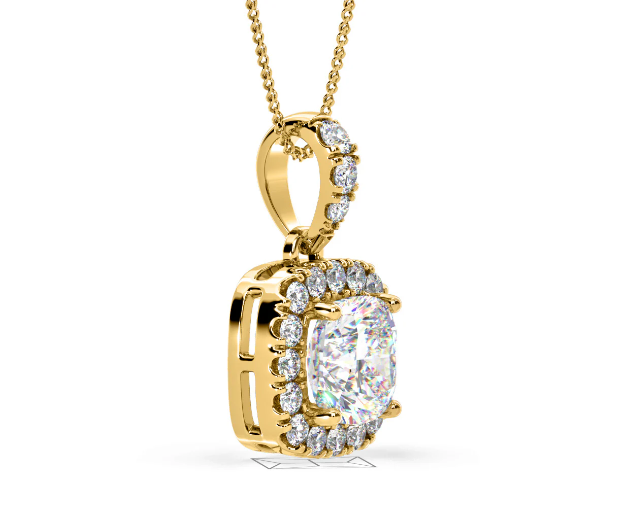 Beatrice Cushion Cut Lab Diamond Pendant Necklace 1.38ct in 18K Yellow Gold F/VS1 - Image 75
